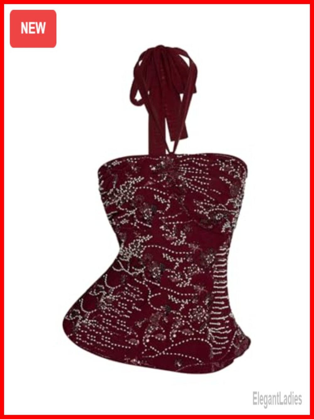Women's Sequin Halter Backless Y2k Party Top